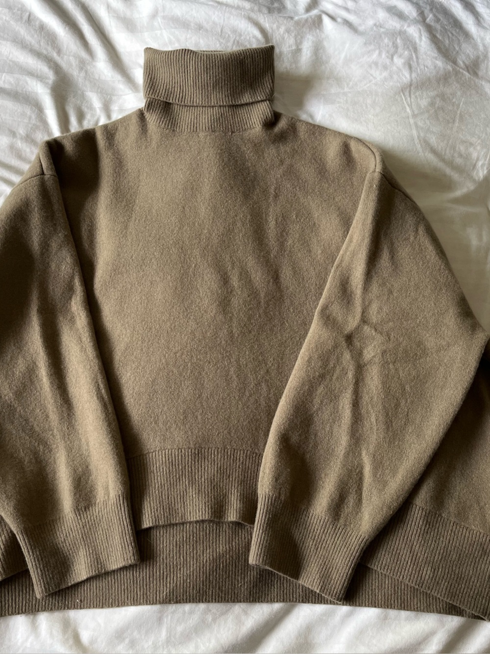 Zara Olive Green Oversized Turtleneck Sweater
